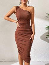 One Shoulder Ruched Side Glitter Bodycon Dress